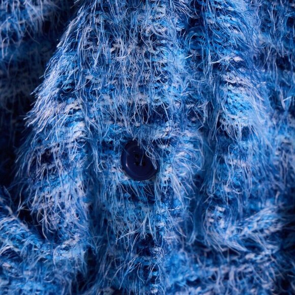 Blue Casual Women's Oversized Textured sweater cardigan - Picture 6 of 6